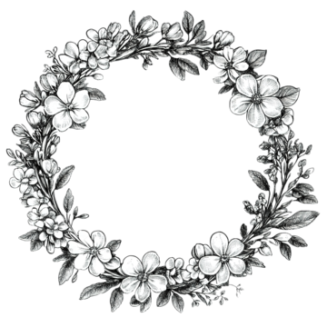 pngtree wreath png frame black and white illustration transparent background png image_16248510